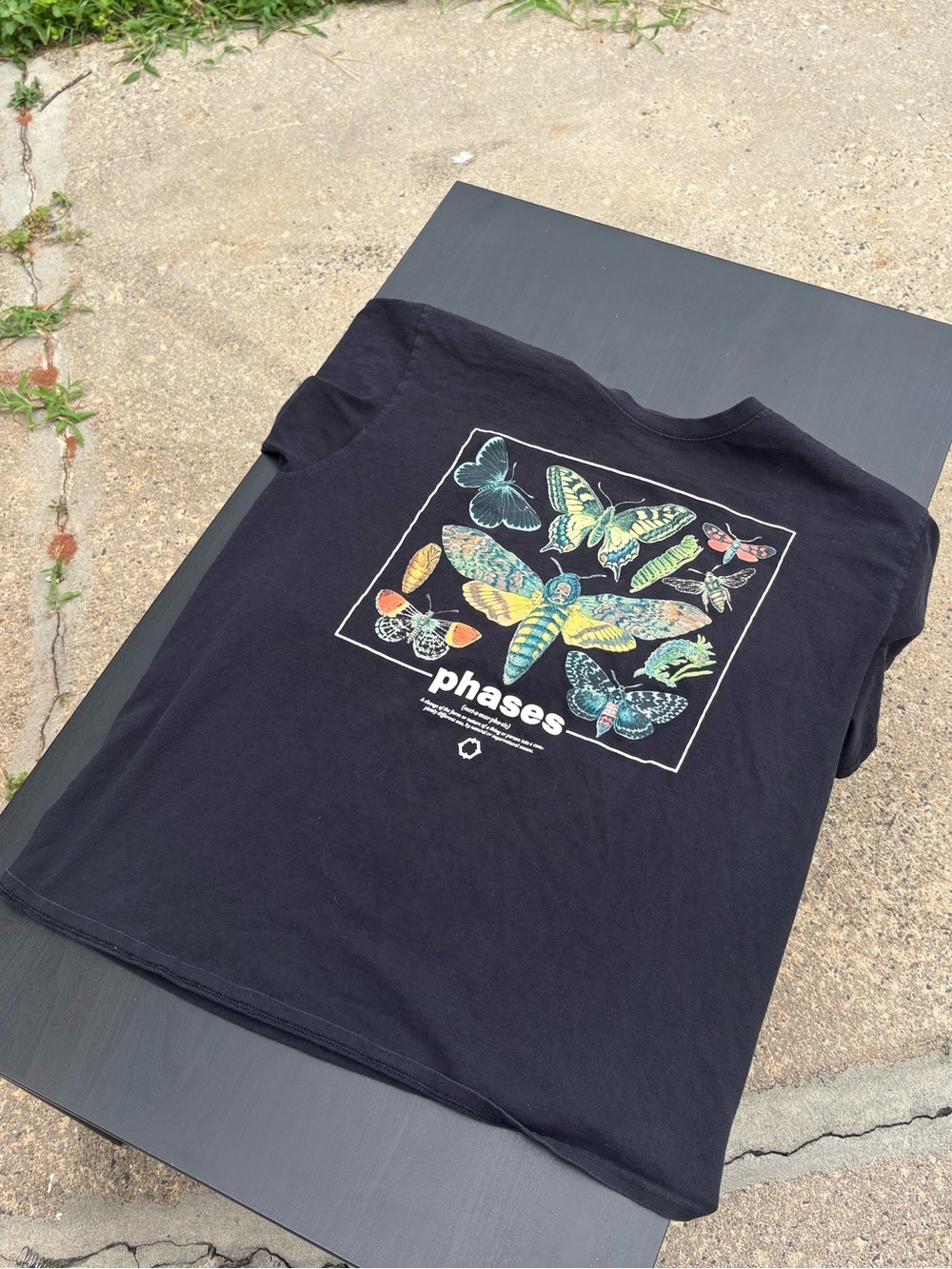 Empyre Black Tee with Multicolored Butterfly Graphic